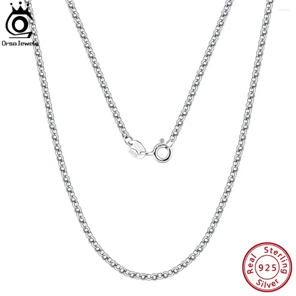 Pendentifs ORSA bijoux fait à la main italien 2mm largeur 925 en argent Sterling cercle Rolo lien chaîne collier femme cou pour pendentif SC61