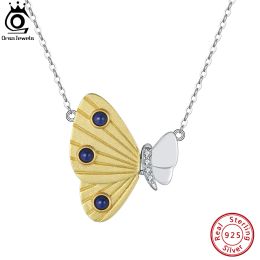 Pendentifs ORSA JEWELS naturel Lapis Lazuli papillon collier pour femmes 925 argent bijoux fins fête des mères cadeau à maman fille GMN21