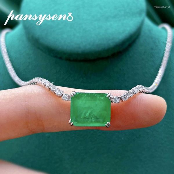 Pendantes Pansysen Solid Silver 925 Joyas Emerald Paraiba Turmalina Simulada MOISSANITE CLECTA CLECTA DE LUXURY FINAL