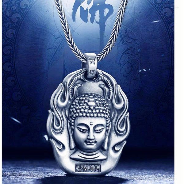 Pendentifs Patronus bouddha pendentif hommes femmes bijoux haut Grade 925 argent chaîne de cou mâle rétro Bodhisattva amulette collier pour dame cadeau