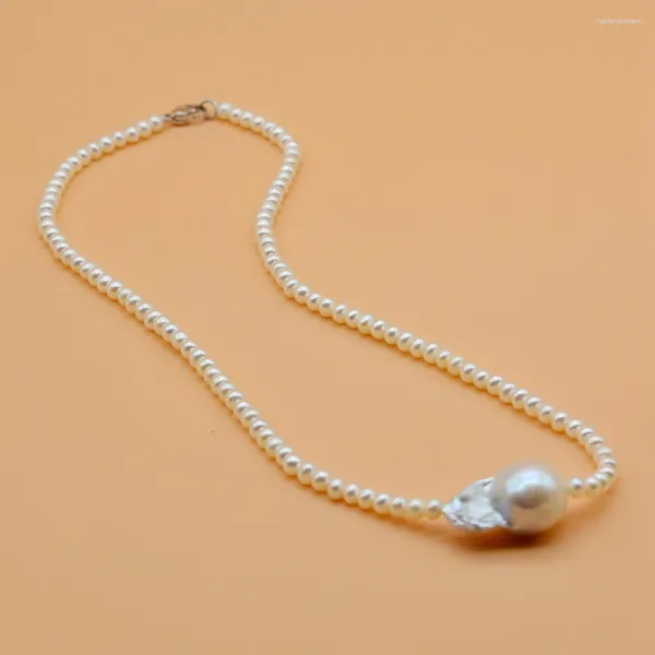 Collier de perles blanches naturelles, petit et grand pendentif baroque pour femmes, bijoux de mariage, cadeau pour maman