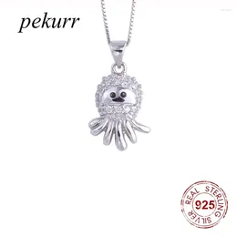 Pendentifs Pekurr 925 en argent Sterling cristal mignon seiche colliers pour femmes Zircon poulpe fête bijoux de mode