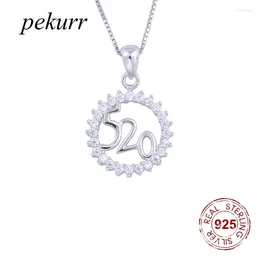 Pendentifs Pekurr 925 en argent Sterling CZ cerceau rond 520 collier pour femmes j'aime U signifiant cercle numéro bijoux fins cadeaux