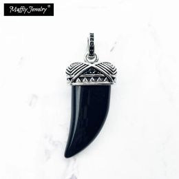 Pendants Pendant Pendant Maori Tooth 925 STERLING Silver Black Opal Europe Styling Bijoux Accessoires Fit Collier Rebel Gift For Men Women Women