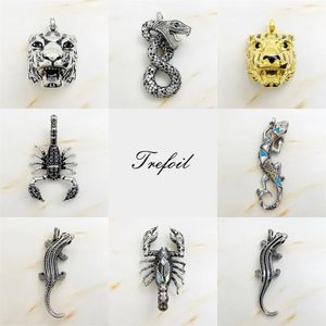 Pendentifs Pendentif Scorpion lézard serpent tête de tigre 925 argent Sterling bijoux fins Steampunk Punk rebelle cadeau pour femmes hommes collier ajusté