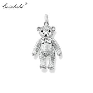 Pendants Pendants Teddy Bear 925 Sterling Silver for Women New Mignon Gift Europe Style Soul Jewelry Pendant Fit Collier