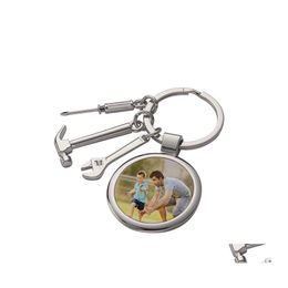 Pendentifs Pendentifs Blanc Transfert De Chaleur Fête Des Pères Outil Porte-clés Sublimation Ornements Européens Et Américains Inventaire En Gros Drop Dhm0G