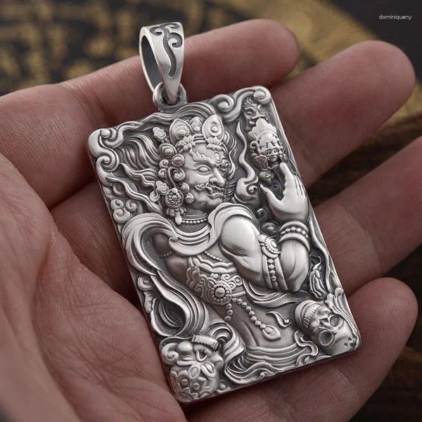 Pendentifs Personnalité Acalanatha bouddha pendentif hommes bijoux rétro 925 chaîne en argent collier mâle Amult cou accessoires pour petit ami cadeau