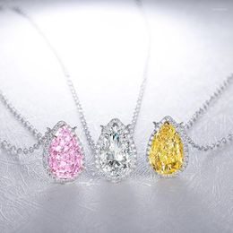 Pendentifs Pirmiana 925 argent sterling 3.0ct forme de poire collier de diamant simulé CZ pierres précieuses bijoux de mode
