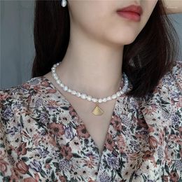 Hangers Pofunuo 925 Sterling Silver Women Exquise Shell Charm Chokers Liefhebbers Fine Jewelry Gifts Girls Big Pearl Chain Short Necklace