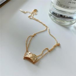 Hangers pofunuo Franse stijl echte sterling zilveren chokers voor vrouwen dubbel gelaagde geometrische charme gouden mode ketting fijne geschenken