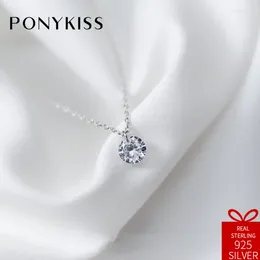 Pendants Ponykiss Romantic Real 925 argent sterling magnifique zircon pendant collier chaîne femmes beaux bijoux de fiançailles cadeau