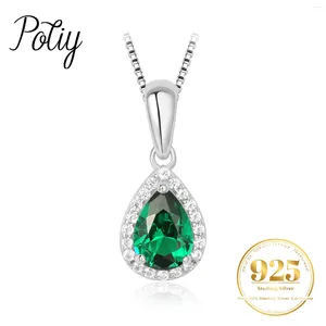 Potiy poire simulée Nano émeraude 925 en argent Sterling pendentif collier sans chaîne femmes pierres précieuses déclaration quotidien Mini cadeau mignon