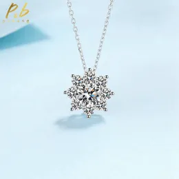 Colgantes pubang joyas finas real 925 plata esterlina moissanite diamante collar colgante de girasol brillante para mujeres regalo gratis