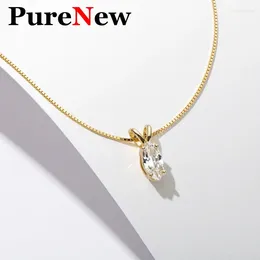 Pendants Pure Classic 1ct Marquise Collier pendentif diamant Moisanite pour femmes 925 Sterling Silver Women's Clavicule Chain