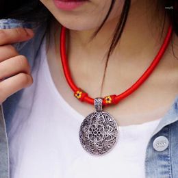 Pendants Pure Handmade Exotic Jewelry Stat Tibetan Tibetan Torques Collier Ethnique Chinois Cercle de vent chinois