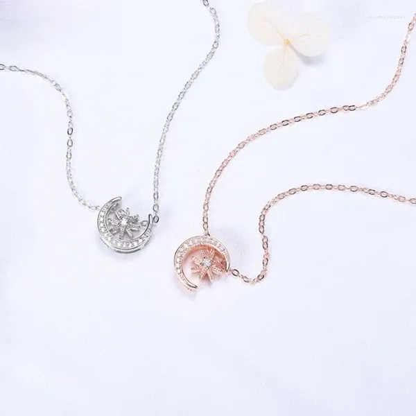 Pendants Pure Silver Color Moon Rice Mot Collier