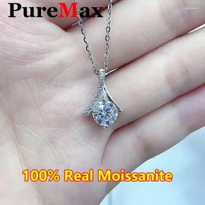Pendentifs PureMax 1-3ct pendentif à chevrons Moissanite collier pour femmes Original S925 en argent Sterling bijoux de fiançailles cadeau de charme