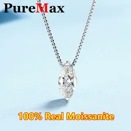 Pendentifs PureMax 5 10mm 1CT Marquise coupe Moissanite collier pour femmes boîte chaîne S925 pendentif en argent Sterling bijoux fins cadeau