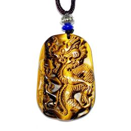 Pendantes Qianxu Collar Dragón Tigre Tiger Stone Jade Joya Gema Joya de Amuleto Lucky Jewelry Jewelry