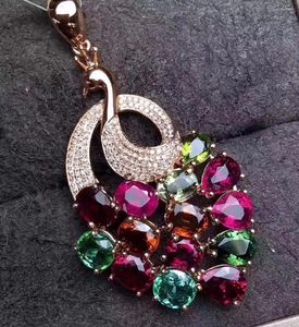 Pendentifs QLuxury couleur or Rose Vintage femmes pendentif collier Animal paon cristal diamant luxe pull colliers bijoux de fête