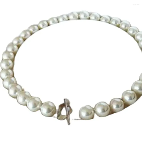 Pendentifs Rare énorme 10mm véritable blanc mer du sud coquille perle ronde perles collier 18''
