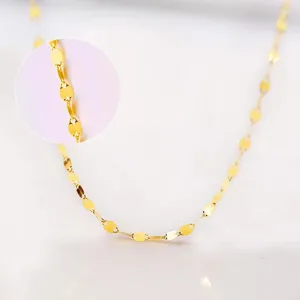 Pendants Real 18K Gold Jewelry Collier Simple Tile Chain Design Pure Au750 Pendant pour les femmes Fine Cadeau