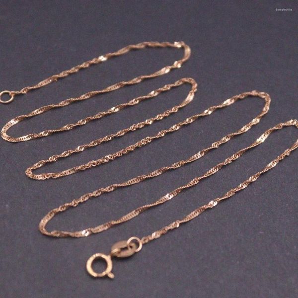 Pendants Real 18K Rose Gold Chain for Women 1,2 mm Twist Singapore Link 18inch Longueur /1.1-1.2G
