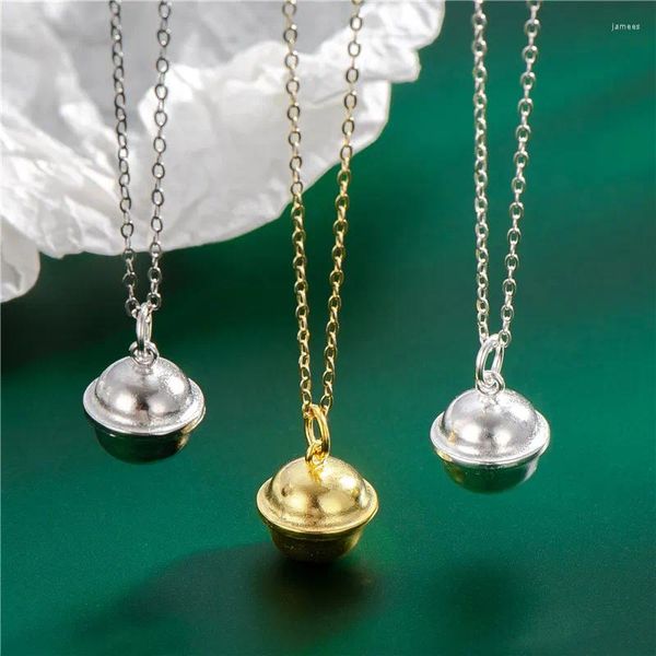 Colgantes Plata de Ley 925 auténtica collares con colgante de campana cadena chapada en oro de 18K joyería fina para mujer bisutería para fiesta de boda