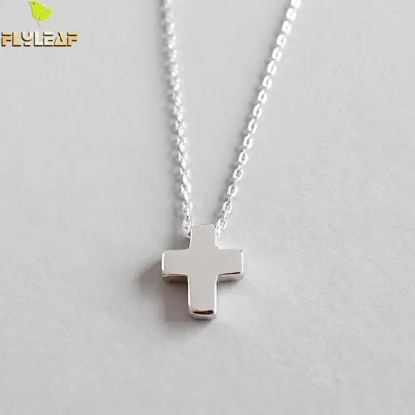 Colgantes Plata de Ley 925 auténtica joyería collares con colgante de cruz para mujer chapado en platino diseño Original accesorios para mujer