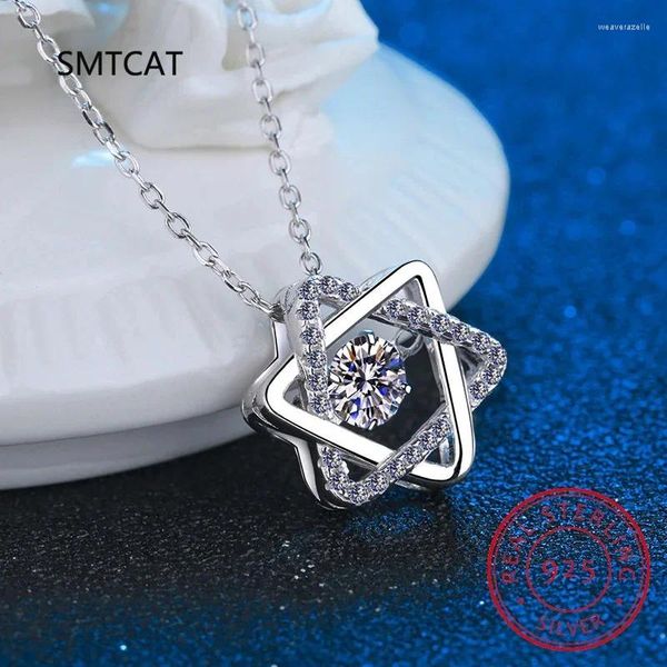 Pendentifs Véritable Moissanite diamant hexagramme pendentif collier pour femmes hommes 925 en argent Sterling étoile de David fête bijoux fins cadeau