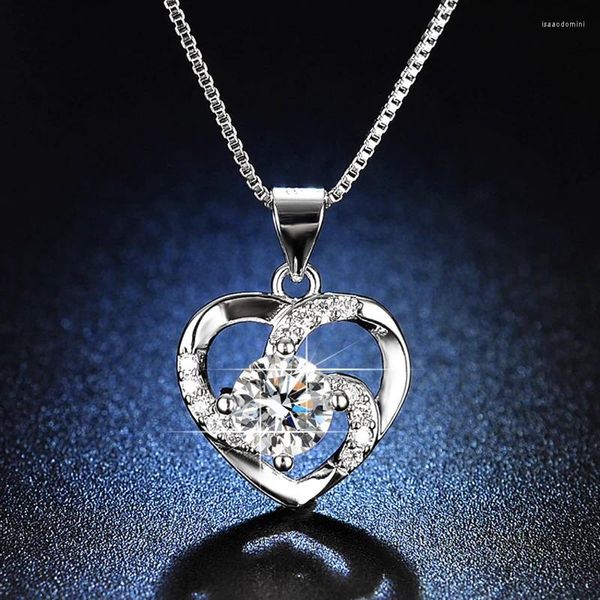 Pendentifs Collier avec pendentif en forme de cœur Moissanite véritable, couleur D, diamants de laboratoire VVS1, en argent Sterling 925, bijoux fins de mariage pour femmes