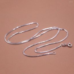 Hangers Echte Pure 18 K Wit Gouden Ketting Vrouwen Mannen 1mm Breedte Dunne Box Link Chain 17 inch lengte Stempel Au750