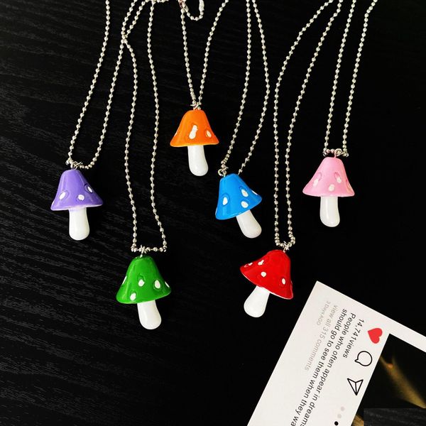 Pendentifs Résine Simation Champignon Pendentif Drôle Couleur Collier Hip Hop Cool Chandail Chaîne Livraison Directe Maison Jardin Arts Artisanat Dh3Lm