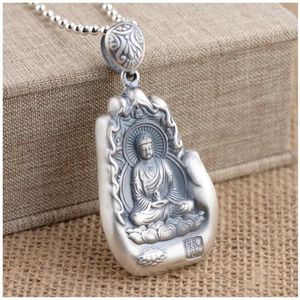 Pendentifs Rétro huit Patronus bouddha pendentif collier pour hommes bijoux ethnique à la mode argent 925 chaîne mâle fête accessoires cadeau