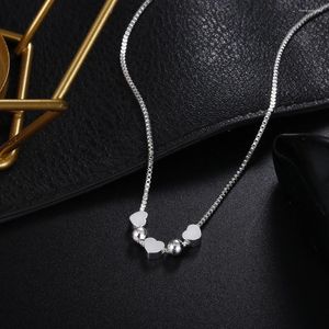 Pendants Romantic Heart Pendant Fine Box Chain 925 Collier en argent sterling pour femme de fête de mariage bijoux de fashion cadeaux de Noël