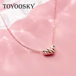 Pendants Romantic Love Heart Shape Pendante Collier Concave-Convex Surface 925 Silver Silver Jewelry for Women