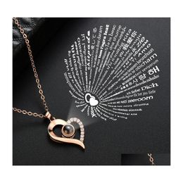 Hangers Rose Gold 100 talen I Love You Projectie hanger ketting Romantisch houdt van geheugenhuwelijk voor vrouw Kolye Inventaris Drop DHWCM