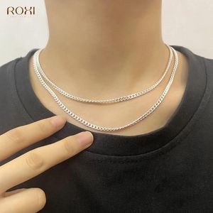 Pendentifs ROXI Blanc Argent Couleur Chaîne Collier Pour Femmes Homme 18/20/22/24 Pouce Côté Fine Bijoux Cadeaux