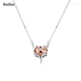 Pendantes Ruifan Shape Pink Crystal 925 Cadenas de plata esterlina Collares de gargantilla para mujeres Accesorios de joyería fina regalos YNC005