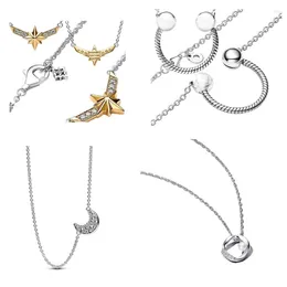 Anhänger S925 Sterling Silber Elegante Mond Halskette mit europäischem und amerikanischem kreativem Temperament klassischer Damenschmuck