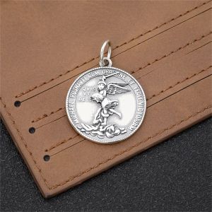 Hangers heilige Michael de aartsengel real 925 Sterling zilveren hanger ketting voor mannen vrouwen religieuze medaille sieraden