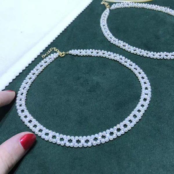 Colgantes Venta de collar de perlas reales puras de 14 pulgadas Blanco natural Multi fila Artesanía a mano Joyería de alta calidad para mujer Puede personalizar la longitud