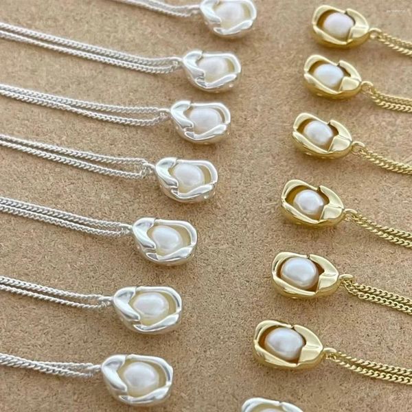 Colgantes Venta Diseño de guisante simple Perla de agua dulce natural 14K Relleno de oro Collar con colgante para mujer Joyería al por mayor para regalos de mujeres