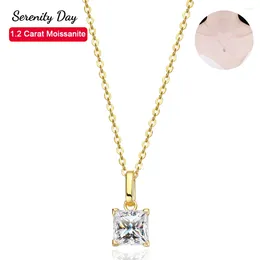 Pendants Serenity Day 1.2Ct 6 6 mm Princesse Couper un collier de pendentif Moissanite pour les femmes