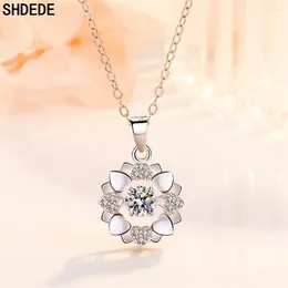 Pendentifs SHDEDE 45CM collier court pendentif coeur rond argent orné de cristaux de bijoux de fête de mariage autrichiens-WH154