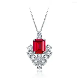 Hangers Shipei Sieraden 2024 Lichte luxe stijl S925 Silver Pendant 7.5ct Red Blue Green 10 12 High Carbon Diamond