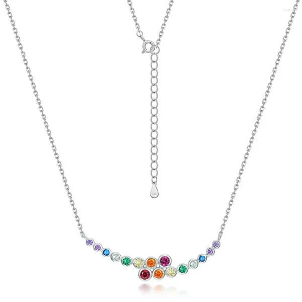 Pendants Shop 925 en argent Sterling coupe ronde coloré laboratoire saphir pierres précieuses femmes collier pendentif bijoux fins cadeaux en gros