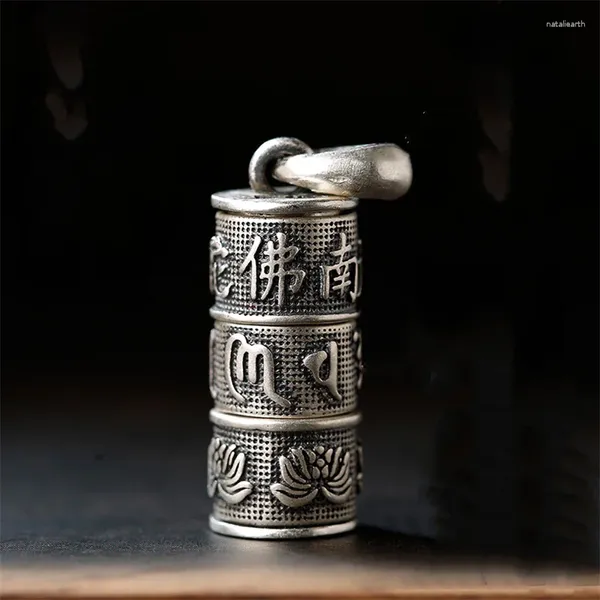 Pendentifs Shurangama Mantra pendentif mâle Gawu boîte collier argent 925 chaîne femmes rétro Lotus Sutra Namo Amitabha pour hommes bijoux