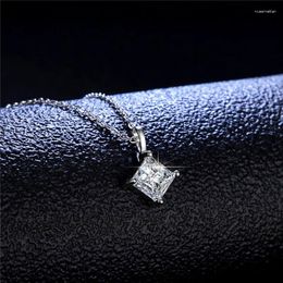 Pendants Silver 1 Test de diamant passé Excellente coupe D Color Moissanite Princesse carrée Collier pendentif en pierre